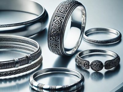 A_detailed_image_of_silver_bracelets_and_bangles,_