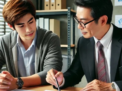 A_scene_showing_a_business_advisor_(指導員)_from_a_lo